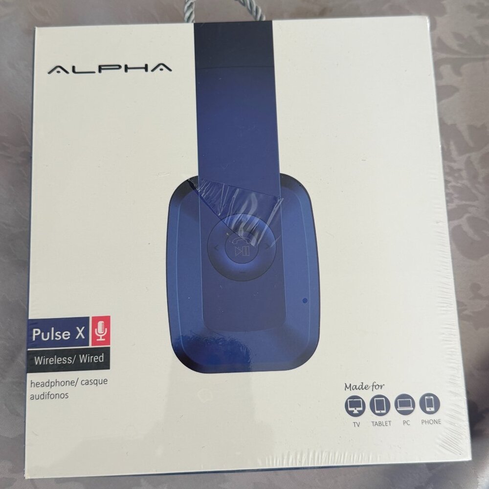 ALPHA Pulse X Wireless/Wired Headphones Made for TV Tablet PC Phone New (Blue)